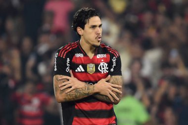 Rio de Janeiro, Brezilya, 25 Ağustos 2025. Flamengo takımından futbolcu Pedro, Maracan Stadyumu 'nda Vitria takımına karşı oynanan maçta...