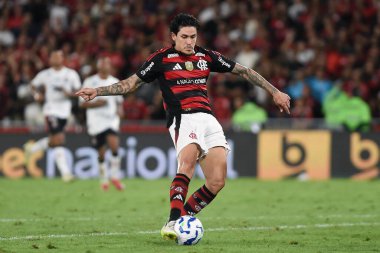 Rio de Janeiro, Brezilya, 25 Ağustos 2025. Flamengo takımından futbolcu Pedro, Maracan Stadyumu 'nda Vitria takımına karşı oynanan maçta...