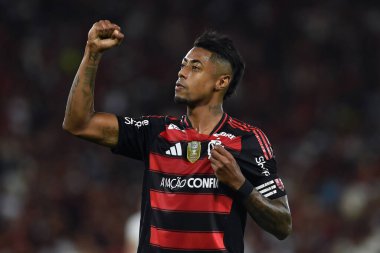 Rio de Janeiro, Brezilya, 25 Ağustos 2025. Maracan Stadyumu 'nda oynanan Brezilya Şampiyonası' nda Flamengo ve Vitria takımları arasında oynanan futbol maçı.