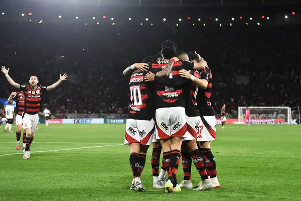 Rio de Janeiro, Brezilya, 25 Ağustos 2025. Maracan Stadyumu 'nda oynanan Brezilya Şampiyonası' nda Flamengo ve Vitria takımları arasında oynanan futbol maçı.