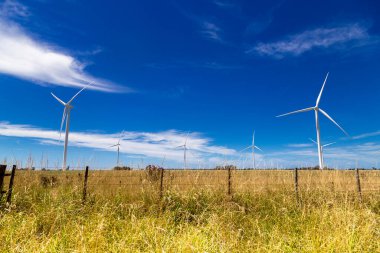 Wind energy turbine. Wind power electricity generator. Climate change and environmental protection.