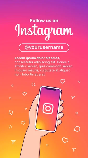 Instagram Bizi Takip Hikaye Formatında Web Afişi Ekranda Instagram Logosu — Stok Vektör
