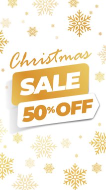 İndirimli metin ve kar içeren dikey formatta Noel indirimi afişi ya da afişi. Kış elementleri Alışveriş promosyon şablonu. Düzenlenebilir vektör illüstrasyonu.