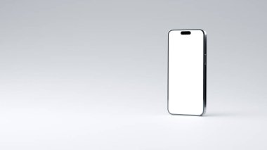 Model olarak iki cep telefonunun üç boyutlu çizimi. Akıllı telefon çerçevesi boş ekranı beyaz arkaplanda izole edildi. Işık arkaplanı modeli için. Markanızı ya da sunumunuzu yerleştirmek için şablon.