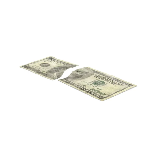 Rozdarty Usa 100 Dolar Renderowania — Zdjęcie stockowe