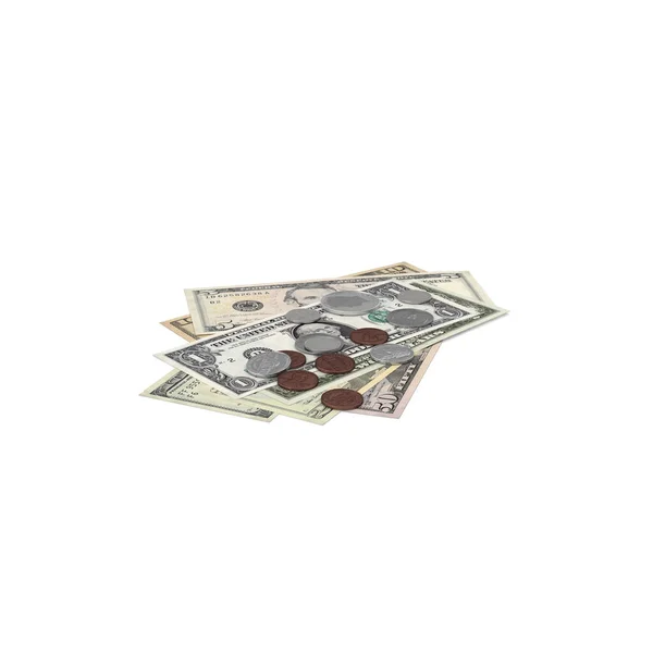 Usa Dollar Münzen Und Geld Rendering — Stockfoto