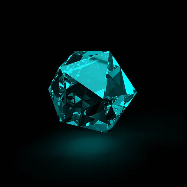 Blaues Licht Glaskristalle Schwarzer Hintergrund Rendering — Stockfoto