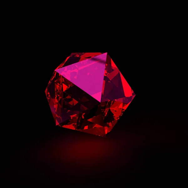Red Light Glass Crystals Black Background Rendering — Stock Photo, Image