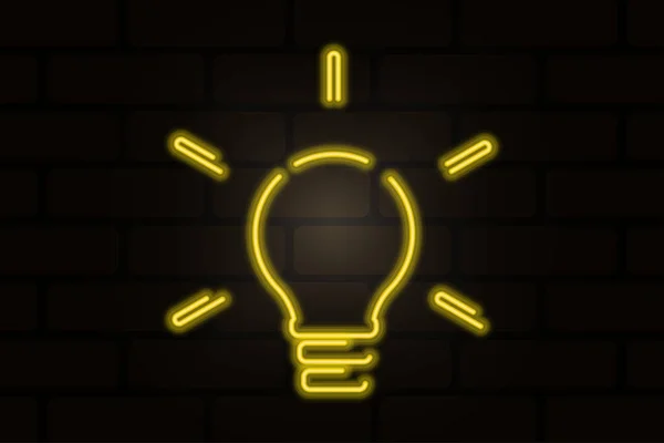 Yellow Light Bulb Neon Solution Concept Creative Concept Idea Vector — Stock Vector
