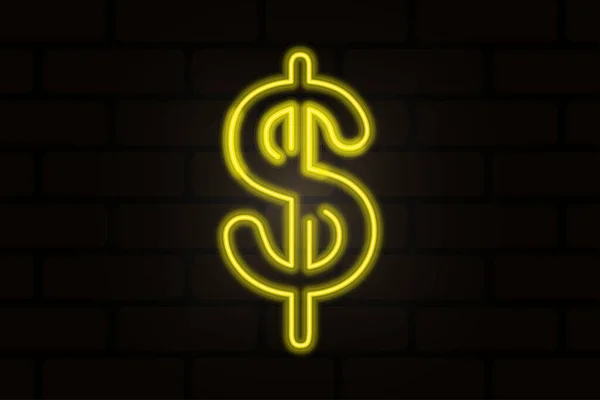 American Yellow Dollar Neon Financial Investment Online Market Vector Illustration — Stock Vector