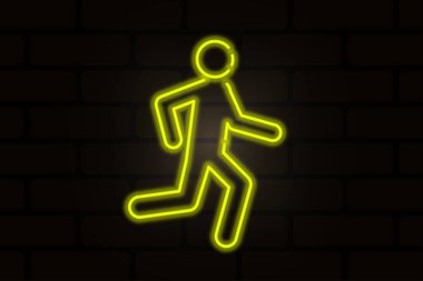 Sarı neon koşan adam. Vektör çizimi. Stok görüntüsü. EPS 10.