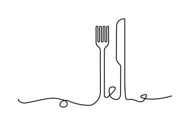 Çatal bıçak hattı. Vektör çizimi. Stok görüntüsü. EPS 10.