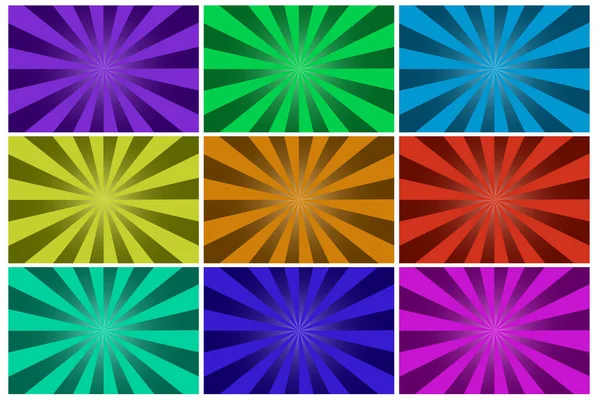 Цветные Лучи Фона Геометрический Узор Эффект Взрыва Световой Эффект Установлен — стоковый вектор