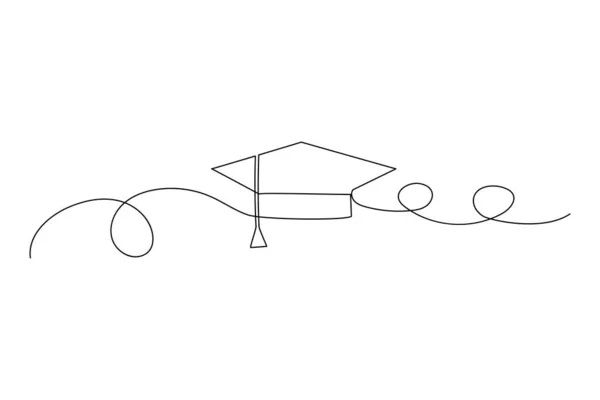 Graduate Hat Line Education Degree Ceremony Concept Education Knowledge Concept — Stock Vector