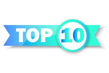 En iyi 10 derecelendirme pankartı. Çember ve kurdele. İndirimli etiket. İş konsepti. Logo şablonu. Vektör çizimi. Stok görüntüsü. EPS 10.