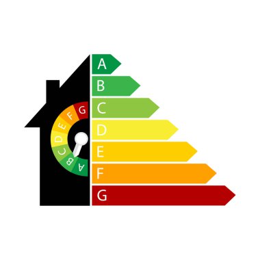 Energy house. energy chart. 3d vector illustration. Chart concept. Vector illustration. Stock image. EPS 10. clipart