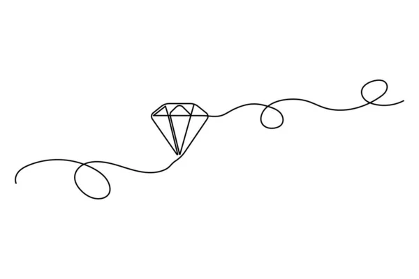 Diamond Lines Contour Icon Single Line Jewelry Gemstone Vector Illustration — Stock Vector