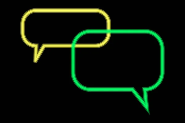 Встановлюється Жовтими Зеленими Неоновими Повідомленнями Коментар Соціальних Мереж Бульбашка Діалогу — стоковий вектор