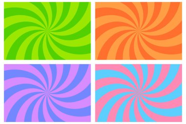 Spiral ışınları ayarlayın. Eskimiş antika. Optik desen. Dairesel çerçeve. Vektör çizimi. Stok görüntüsü. EPS 10.