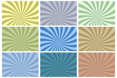 Spiral ışınları ayarlayın. Eskimiş antika. Optik desen. Dairesel çerçeve. Vektör çizimi. Stok görüntüsü. EPS 10.