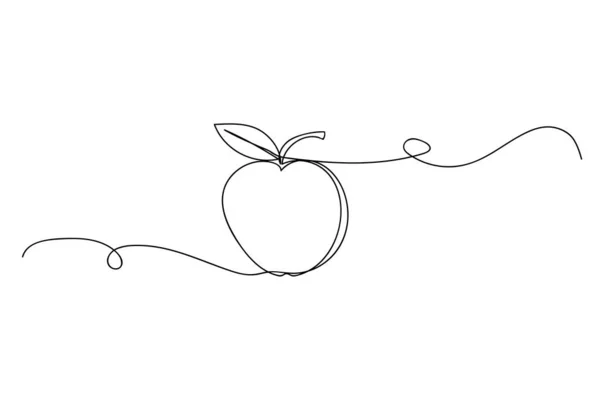 Apple Одной Строкой Сладкая Еда Плакат Ресторана Векторная Иллюстрация Фондовый — стоковый вектор
