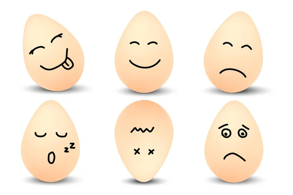 Telur Ikon Kartun Dengan Emosi Desain Karakter Yang Lucu Vektor - Stok Vektor