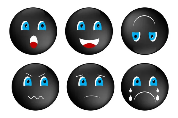 Różne Czarne Ikony Uśmiechów Ikona Mediów Społecznościowych Ilustracja Wektora Obraz — Wektor stockowy