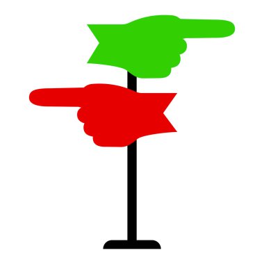 Kırmızı yeşil el işaretli ikon. Contour sembolü. Vektör çizimi. Hisse senedi. EPS 10.