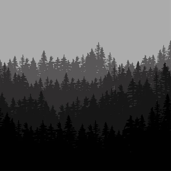 Black Night Forest Dark Background Vector Illustration Stock Image Eps — Stock Vector