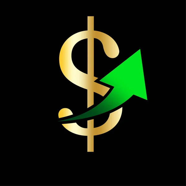 Зеленая Стрелка Вверх Финансовое Управление Обмен Валюты Знак Налоговой Ставки — стоковый вектор