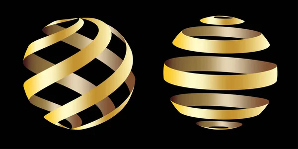 Boule Rayures Dorées Modèle Luxe Design Prix Golden Ball Rayures — Image vectorielle