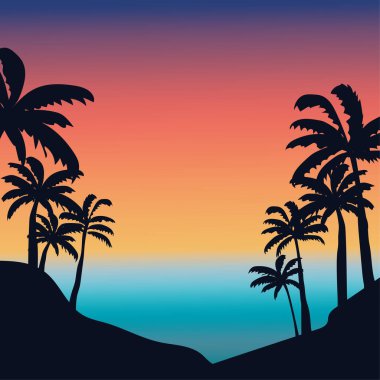 palm trees background silhouette. Floral background. Summer vacation. Vector illustration. EPS 10.