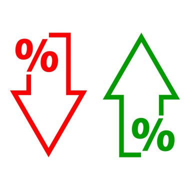 Arrows percentages. Green arrow up. Red down arrow. Vector illustration. EPS 10.