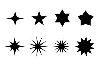 Different star icons. Tattoo art. Star icon. Asterisks icons. Vector illustration. EPS 10.