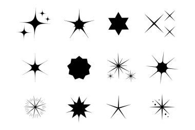 Abstract icons stars different for decoration design. Tattoo art. Star icon. Vector illustration. EPS 10.