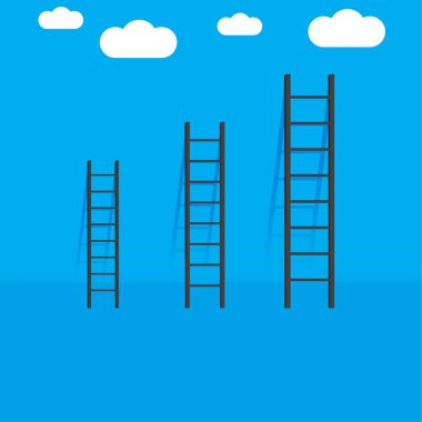 Stairway to heaven. Team concept. Stairway to the clouds. Staircase to the sky. Vector illustration. EPS 10.