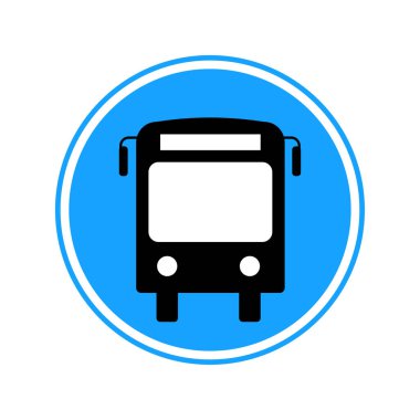 Round blue bus sign. Vector illustration. EPS 10.
