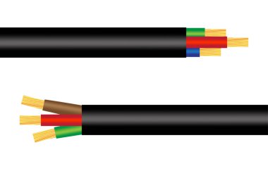 colorful electrical cable three wires. Technology background. Vector illustration. EPS 10.