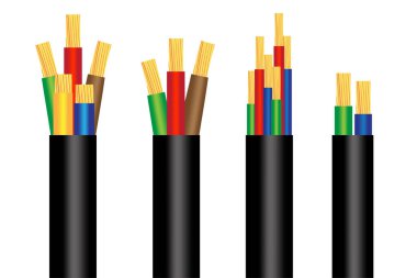 colorful electrical cable three wires. Technology background. Vector illustration. EPS 10.