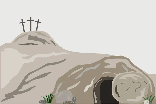 Easter Cave Stone Vector Illustration Eps — Stok Vektör