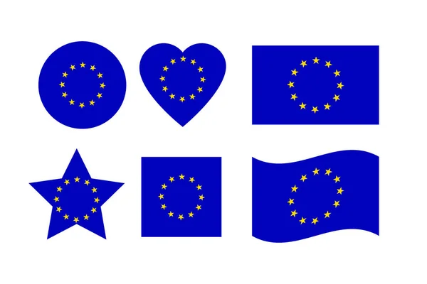 Bandera Arte Línea Figuras Unión Europea Diseño Geométrico Ilustración Vectorial — Vector de stock
