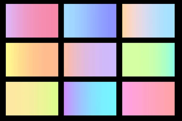 レトロなパステルパレットグラデーションネオン パステルカラーの背景 カラーパレット ホログラフィックな背景 ベクトルイラスト Eps — ストックベクタ