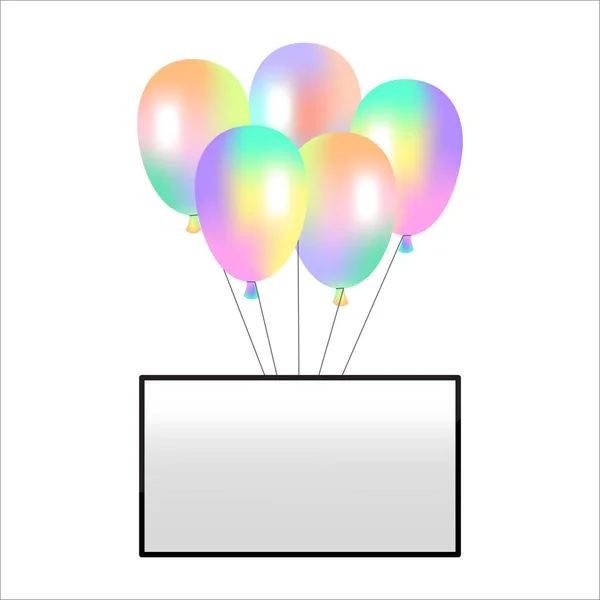 Renkli Parlak Balon Fotoğraf Çerçevesi Doğum Günü Kutlaması Kavramı Vektör — Stok Vektör