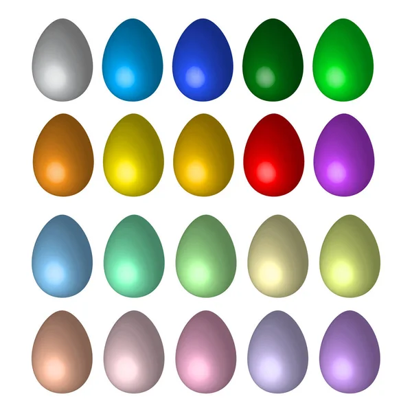 Renkli Parlak Yumurtalar Bahar Dekorasyonu Boyanmış Şablon Vektör Çizimi Eps — Stok Vektör