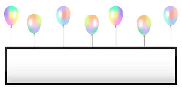 Πολύχρωμο Γυαλιστερό Πλαίσιο Φωτογραφιών Μπαλόνι Έννοια Εορτασμού Γενεθλίων Εικονογράφηση Διανύσματος — Διανυσματικό Αρχείο