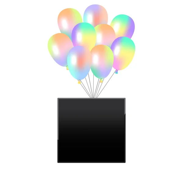 Bunt Glänzender Fotorahmen Aus Luftballons Geburtstagsfeier Vektorillustration Eps — Stockvektor