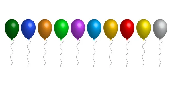 Färgglada Glänsande Ballonger Grattis Födelsedagen Kärlekskoncept Vektorillustration Eps — Stock vektor