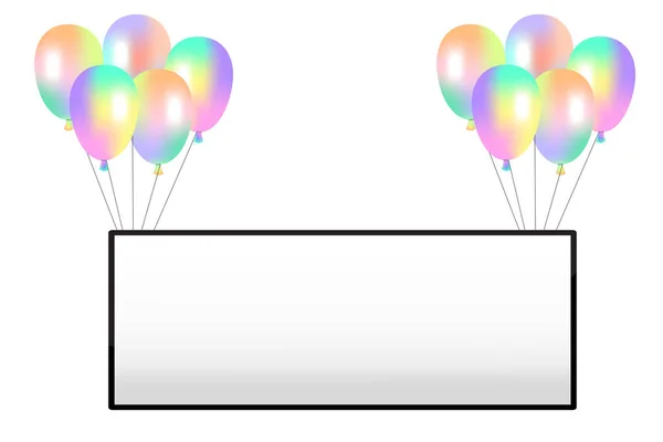 Πολύχρωμο Γυαλιστερό Πλαίσιο Φωτογραφιών Μπαλόνι Έννοια Εορτασμού Γενεθλίων Εικονογράφηση Διανύσματος — Διανυσματικό Αρχείο