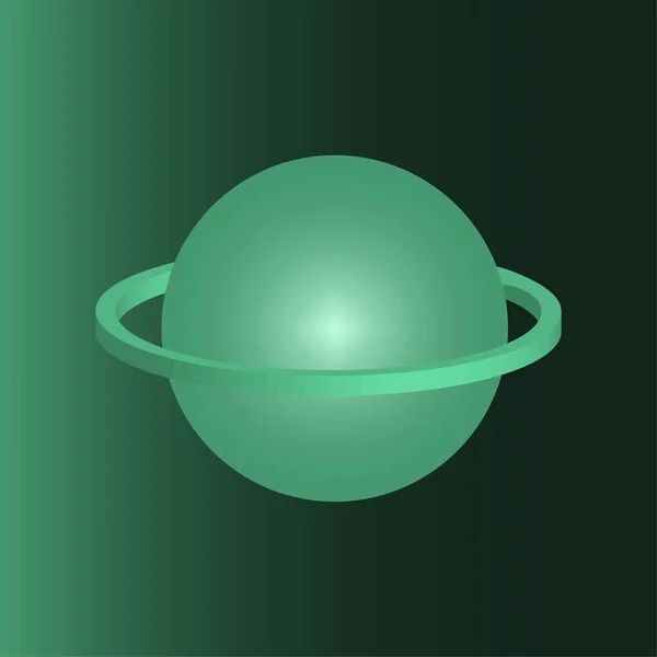 Grüner Planetenring Raumfahrt Lustiger Zauberzeichentrick Vektorillustration Eps — Stockvektor