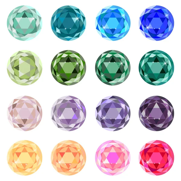 Gems Beállítva Játék Design Gyémánt Briliáns Drágakő Vektor Illusztráció Eps — Stock Vector
